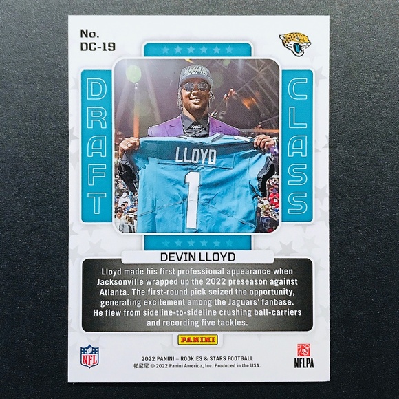 Devin Lloyd RC -  2022 Rookies and Stars Draft Class #DC-19 - Picture 2 of 2